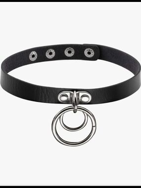Black O-Ring Choker Goth Punk Alternative Faux Leather Collar